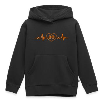 80e anniversaire Coeur 80 - Sweat Premium à capuche enfant bio - noir - Devant - AI Model Kid Male (0cm)