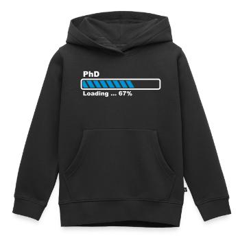 PhD loading bar - Kids Premium Organic Hoodie - black - Front - AI Model Kid Male (0cm)