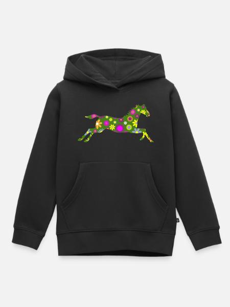 Pferd - Kinder Premium Organic Hoodie - Schwarz