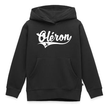 Oléron Swoosh - Sweat Premium à capuche enfant bio - noir - Devant - AI Model Kid Male (0cm)