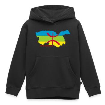 KABYLIE INDÉPENDANTE - Sweat Premium à capuche enfant bio - noir - Devant - AI Model Kid Male (0cm)