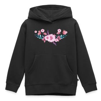 Fleurs - Sweat Premium à capuche enfant bio - noir - Devant - AI Model Kid Male (0cm)