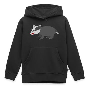 Blaireau - Sweat Premium à capuche enfant bio - noir - Devant - AI Model Kid Male (0cm)