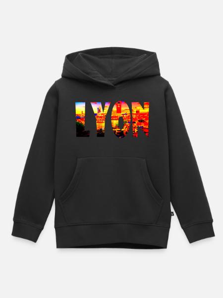 Lyon Ville - Sweat Premium à capuche enfant bio - noir