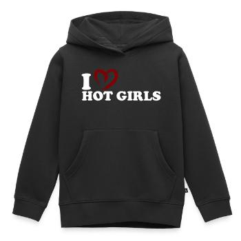 Moi ♥ les filles sexy - Sweat Premium à capuche enfant bio - noir - Devant - AI Model Kid Male (0cm)