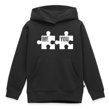 ICH DU | PUZZLE | PAAR - Kinder Premium Organic Hoodie - Schwarz - Vorne - AI Model Kid Male (0cm)