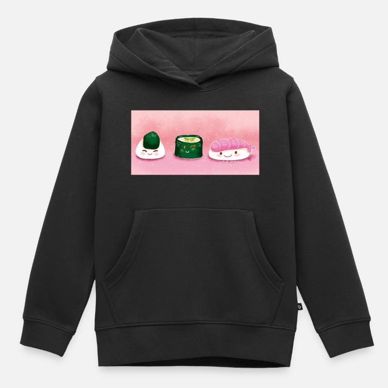 Sushi heureux - Sweat Premium à capuche enfant bio - noir