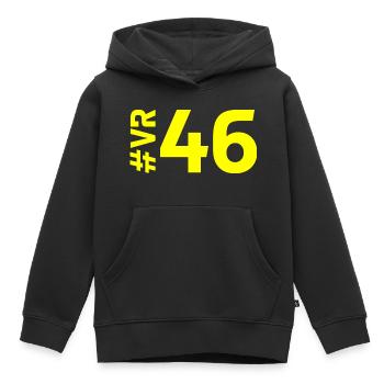 VR46 - Sweat Premium à capuche enfant bio - noir - Devant - AI Model Kid Male (0cm)