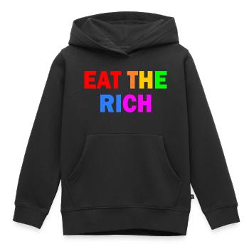 Eat the rich - Kinder Premium Organic Hoodie - Schwarz - Vorne - AI Model Kid Male (0cm)