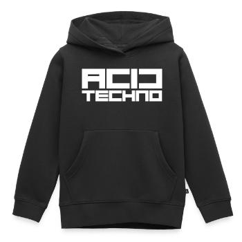techno acide - Sweat Premium à capuche enfant bio - noir - Devant - AI Model Kid Male (0cm)