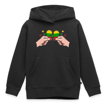 Litauen Frauenhände Herzpuzzle - Kinder Premium Organic Hoodie - Schwarz - Vorne - AI Model Kid Male (0cm)