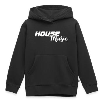 House Music Logo - Sweat Premium à capuche enfant bio - noir - Devant - AI Model Kid Male (0cm)