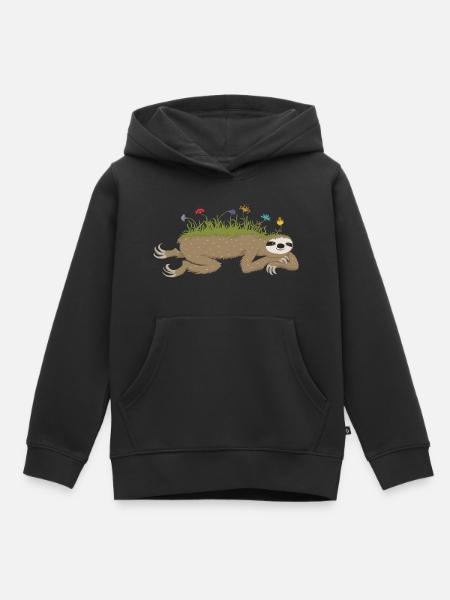 Faultierfrühling - Kinder Premium Organic Hoodie - Schwarz