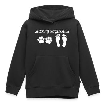 Chien chien - Sweat Premium à capuche enfant bio - noir - Devant - AI Model Kid Male (0cm)