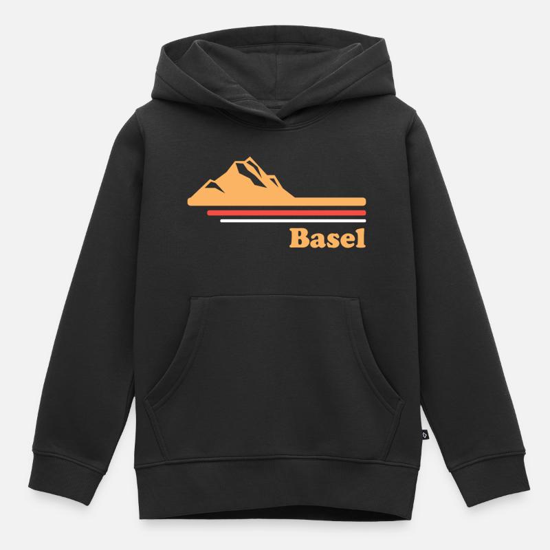 Bâle Ville Suisse Idée cadeau - Sweat Premium à capuche enfant bio - noir