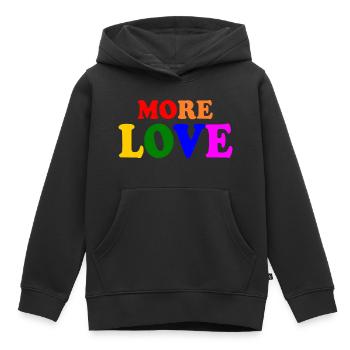More love - Sweat Premium à capuche enfant bio - noir - Devant - AI Model Kid Male (0cm)