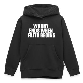 Die Sorge endet, wenn der Glaube beginnt - Kinder Premium Organic Hoodie - Schwarz - Vorne - AI Model Kid Male (0cm)