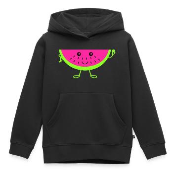 Melon - Sweat Premium à capuche enfant bio - noir - Devant - AI Model Kid Male (0cm)