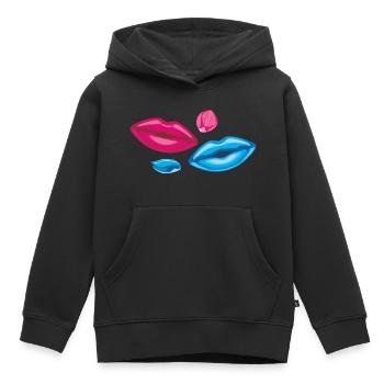 Lèvres et pétales - Sweat Premium à capuche enfant bio - noir - Devant - AI Model Kid Male (0cm)
