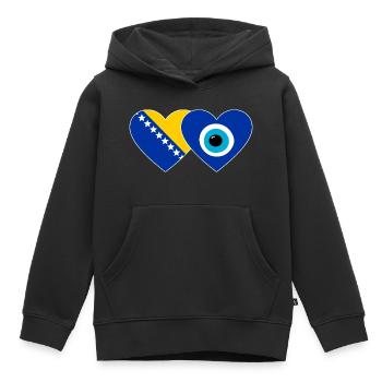 Bosnien Nazarperle Flagge - Kinder Premium Organic Hoodie - Schwarz - Vorne - AI Model Kid Male (0cm)