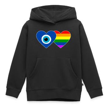 Nazar Bead Rainbow Flag - Kids Premium Organic Hoodie - black - Front - AI Model Kid Male (0cm)