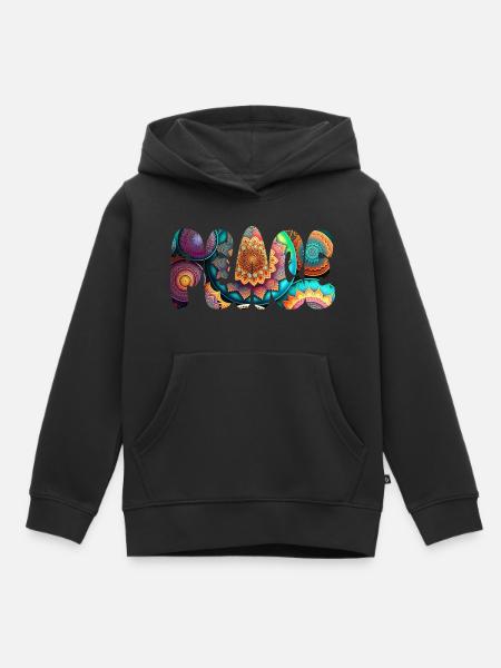 PEACE - Kinder Premium Organic Hoodie - Schwarz