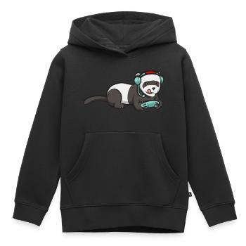 Furet, propriétaire de furet - Sweat Premium à capuche enfant bio - noir - Devant - AI Model Kid Male (0cm)