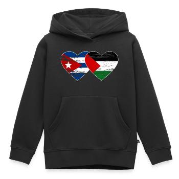 Kuba Palästina Flagge Herz used - Kinder Premium Organic Hoodie - Schwarz - Vorne - AI Model Kid Male (0cm)