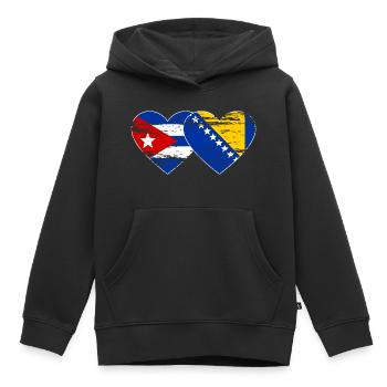 Kuba Bosnien Flagge Herz used - Kinder Premium Organic Hoodie - Schwarz - Vorne - AI Model Kid Male (0cm)
