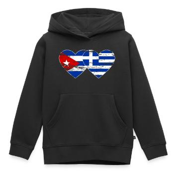 Kuba Griechenland Flagge Herz used - Kinder Premium Organic Hoodie - Schwarz - Vorne - AI Model Kid Male (0cm)
