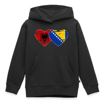 Albanien Bosnien Flagge Herz used - Kinder Premium Organic Hoodie - Schwarz - Vorne - AI Model Kid Male (0cm)