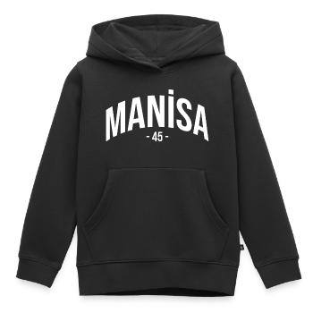 Manisa 45 Turquie Turquie Cadeau Vacances TR Türk - Sweat Premium à capuche enfant bio - noir - Devant - AI Model Kid Male (0cm)
