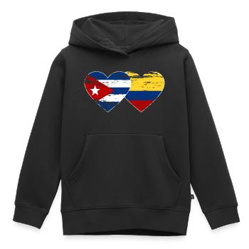 Kuba Kolumbien Flagge Herz used - Kinder Premium Organic Hoodie - Schwarz - Vorne - AI Model Kid Male (0cm)