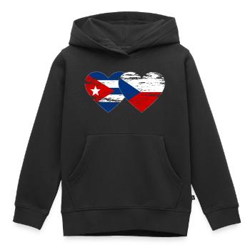 Kuba Tschechien Flagge Herz used - Kinder Premium Organic Hoodie - Schwarz - Vorne - AI Model Kid Male (0cm)