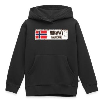 Haugesund Norvège Drapeau - Sweat Premium à capuche enfant bio - noir - Devant - AI Model Kid Male (0cm)