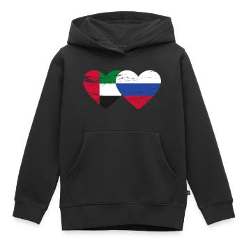 Vereinigte Arabische Emirate Russland Herz - Kinder Premium Organic Hoodie - Schwarz - Vorne - AI Model Kid Male (0cm)