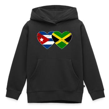 Kuba Jamaika Flagge Herz used - Kinder Premium Organic Hoodie - Schwarz - Vorne - AI Model Kid Male (0cm)