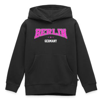 Berlin College Style Germany Lettering Pink - Kids Premium Organic Hoodie - black - Front - AI Model Kid Male (0cm)