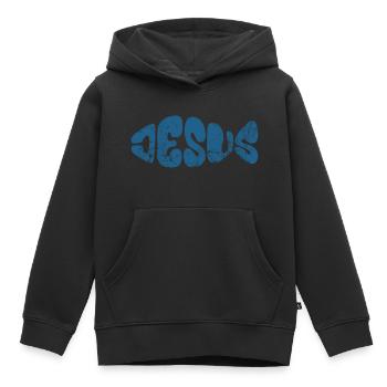 Jesus - Fisch - Liebe - Gläubige - Geschenk - Kinder Premium Organic Hoodie - Schwarz - Vorne - AI Model Kid Male (0cm)
