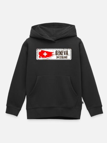 Genf Schweiz Flagge - Kinder Premium Organic Hoodie - Schwarz