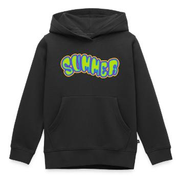 Été - soleil - vacances - bonne humeur - Sweat Premium à capuche enfant bio - noir - Devant - AI Model Kid Male (0cm)