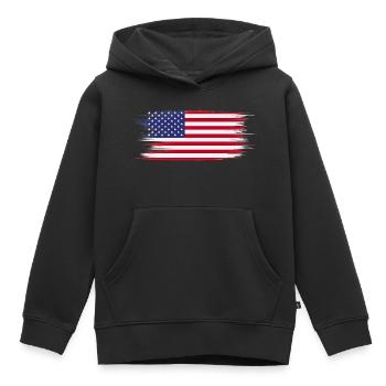 Drapeau Américain Brush - Sweat Premium à capuche enfant bio - noir - Devant - AI Model Kid Male (0cm)