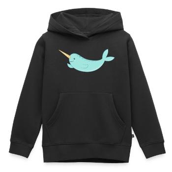 narwhal - Kids Premium Organic Hoodie - black - Front - AI Model Kid Male (0cm)
