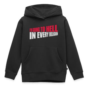 En allant en enfer - Sweat Premium à capuche enfant bio - noir - Devant - AI Model Kid Male (0cm)