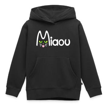 Miaou typographique - Sweat Premium à capuche enfant bio - noir - Devant - AI Model Kid Male (0cm)