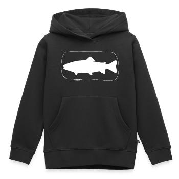 Truite avec leurre souple - Sweat Premium à capuche enfant bio - noir - Devant - AI Model Kid Male (0cm)