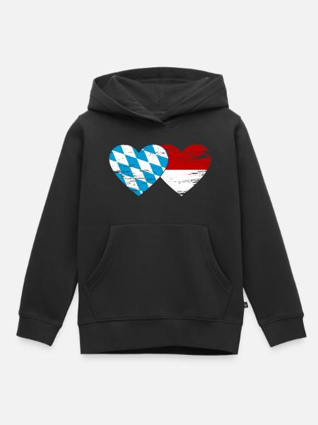 Bayern Monaco Flagge Herz used - Kinder Premium Organic Hoodie - Schwarz