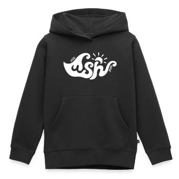 Harlows rétro de planche à voile White Wave - Sweat Premium à capuche enfant bio - noir - Devant - AI Model Kid Male (0cm)