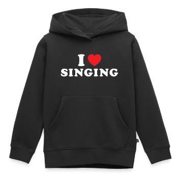 Chanteur J’aime chanter - Sweat Premium à capuche enfant bio - noir - Devant - AI Model Kid Male (0cm)