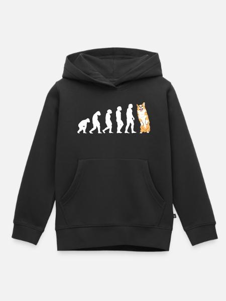 Évolution du chien Corgi - Sweat Premium à capuche enfant bio - noir